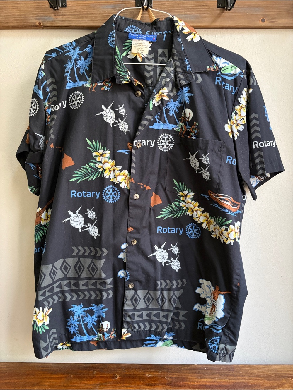 Rotary International- Black Hawaiian Floral Short-Sleeve Shirt